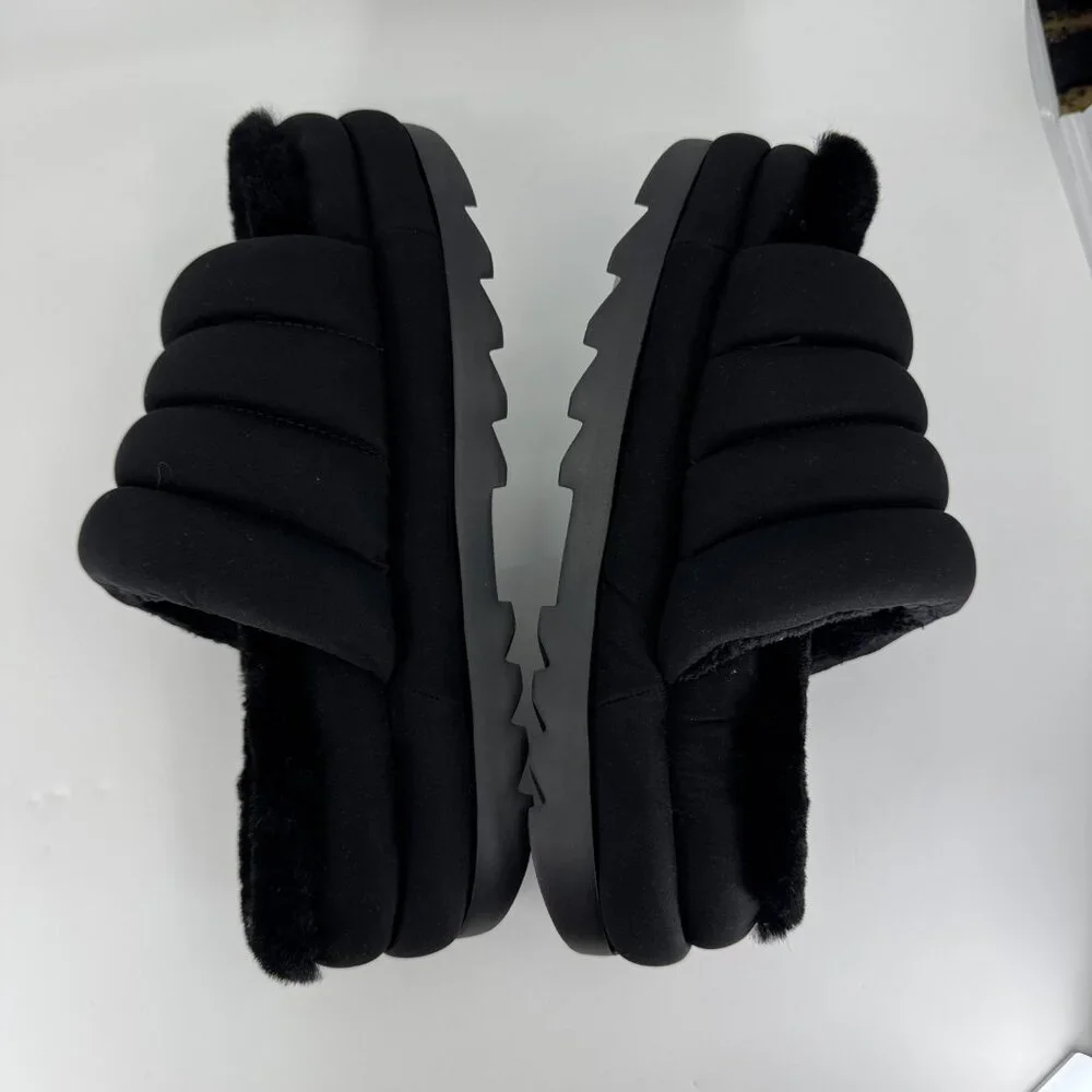 UGG Maxi Slide Platform Puffer Sandals -Black -Women’s US 7 Cozy